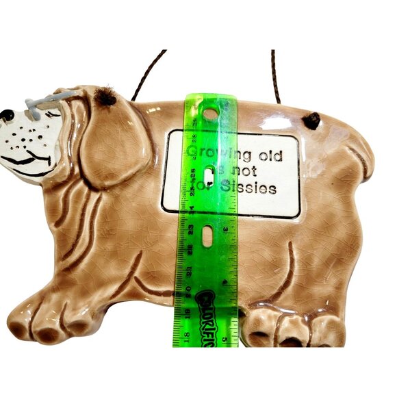 Smokey Mountain Pottery Dog Wall Hanging "Growing Old Is Not For Sissies" 1993 C - Picture 7 of 8